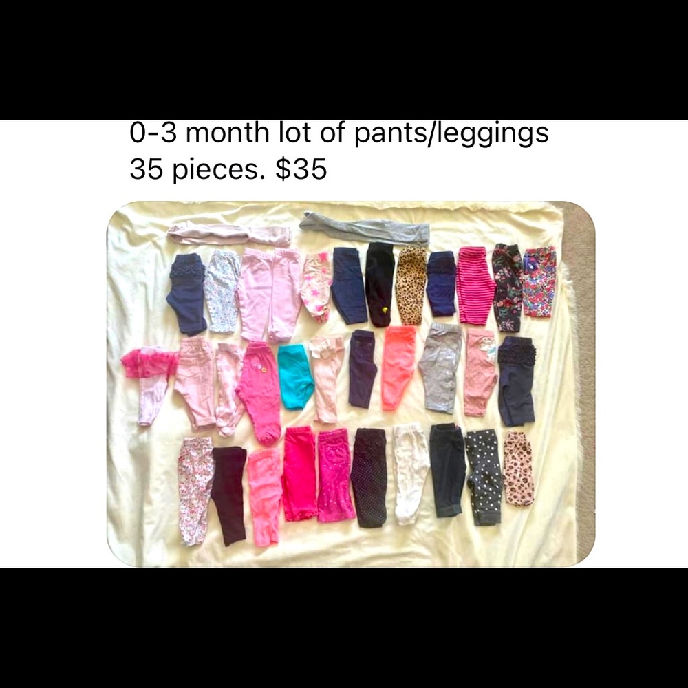 0-3 month baby girl pant lot